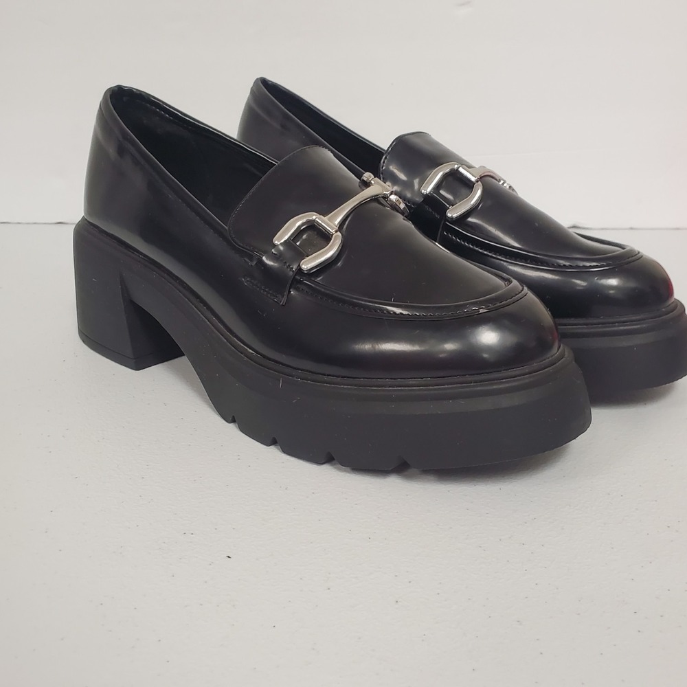 Madden Girl Womens‎ Y2K Chunky Heel Platform Loafers Size 11M Black Bratz Twee